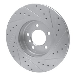 BMW 330I Brake Rotor (1) - Front Left - R1 Concepts - Drilled & Slotted - Silver - `01-`08